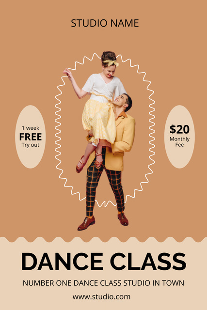 Ad of Dance Studio with Couple Pinterestデザインテンプレート