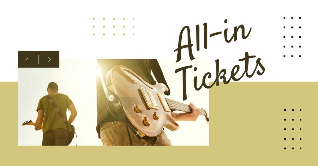 Music Concert Announcement with Man playing Guitar Facebook ADデザインテンプレート