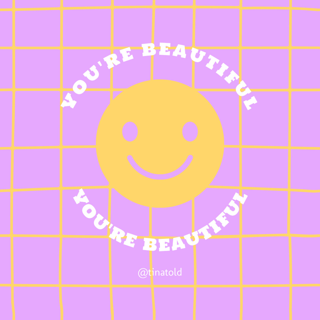 Inspirational Phrase with Yellow Smile Instagram Πρότυπο σχεδίασης