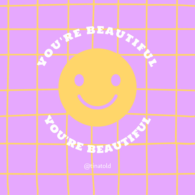 Inspirational Phrase with Yellow Smile Instagram Design Template