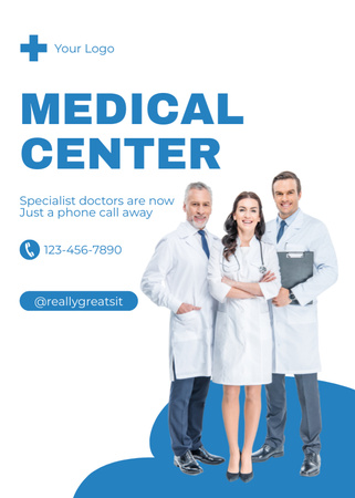 Ad of Medical Center with Team of Doctors Flayer – шаблон для дизайна