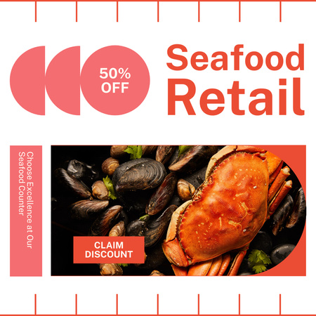 Modèle de visuel Annonce de vente au détail de fruits de mer avec remise - Instagram
