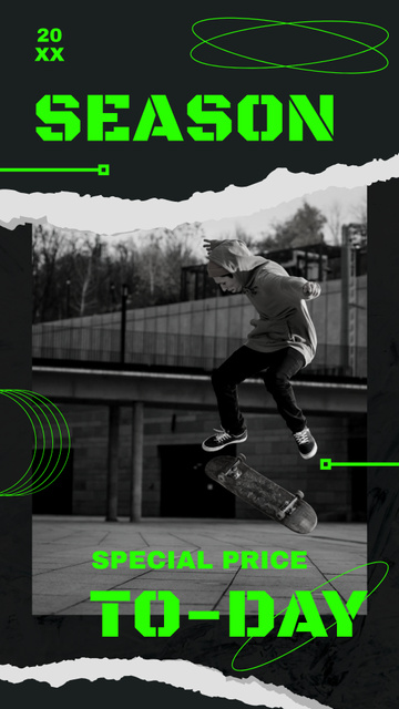 Skateboarding equipment retail Instagram Story tervezősablon