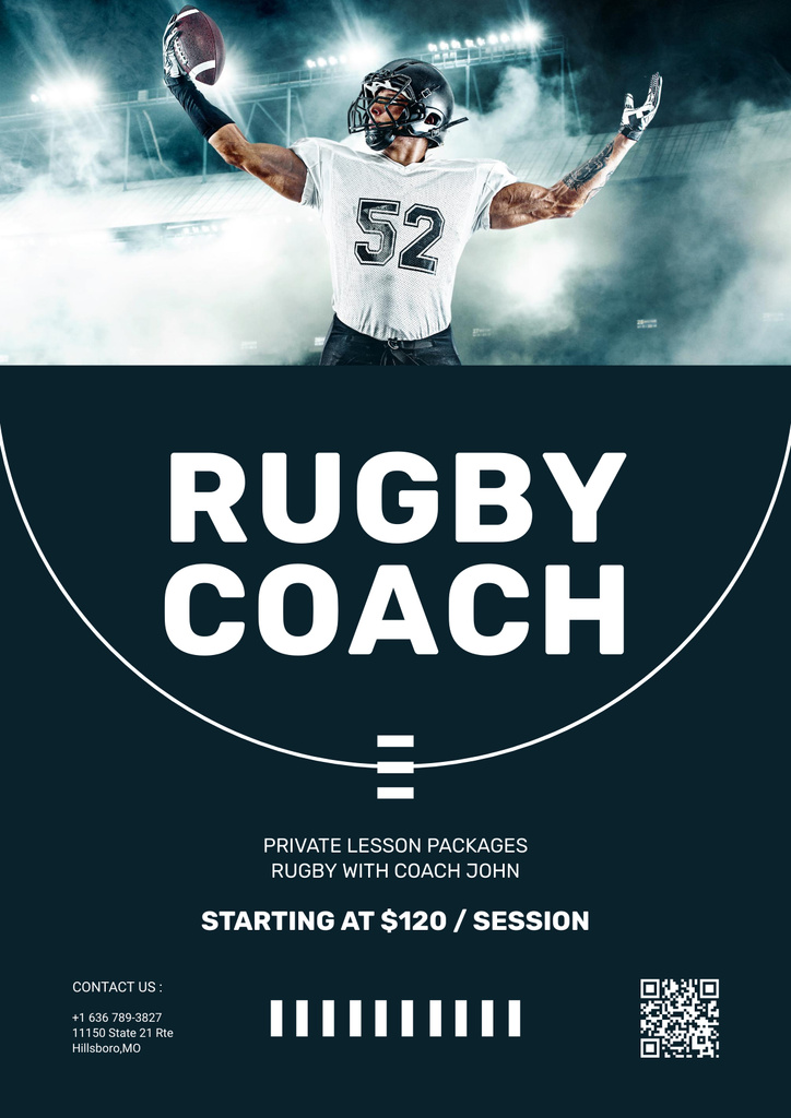 Private Rugby Coaching Poster Tasarım Şablonu