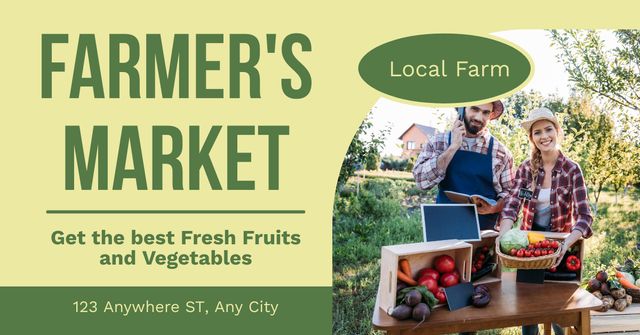 Selling Fresh Farm Vegetables and Fruits at Market Facebook AD Tasarım Şablonu
