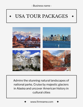 Platilla de diseño Luxurious Travel Tour Offer Around the USA In White Poster 8.5x11in