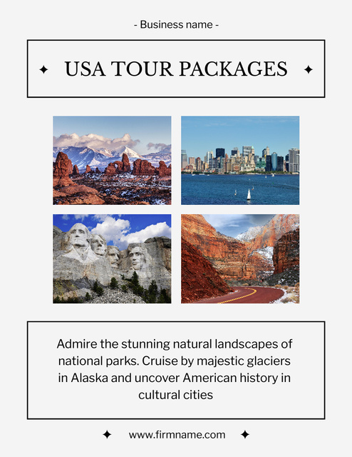 Luxurious Travel Tour Offer Around the USA In White Poster 8.5x11in Design Template