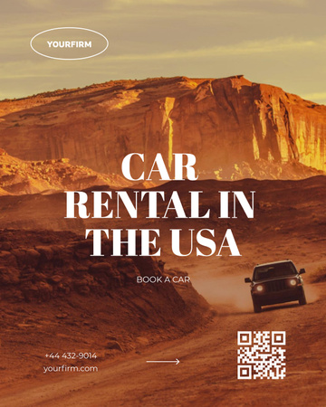 Car Rental Offer with Mountain Road Poster 16x20in Design Template