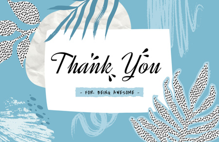 yaratıcı yapraklar i̇llüstrasyonu ile minnettar sözcük Thank You Card 5.5x8.5in Tasarım Şablonu