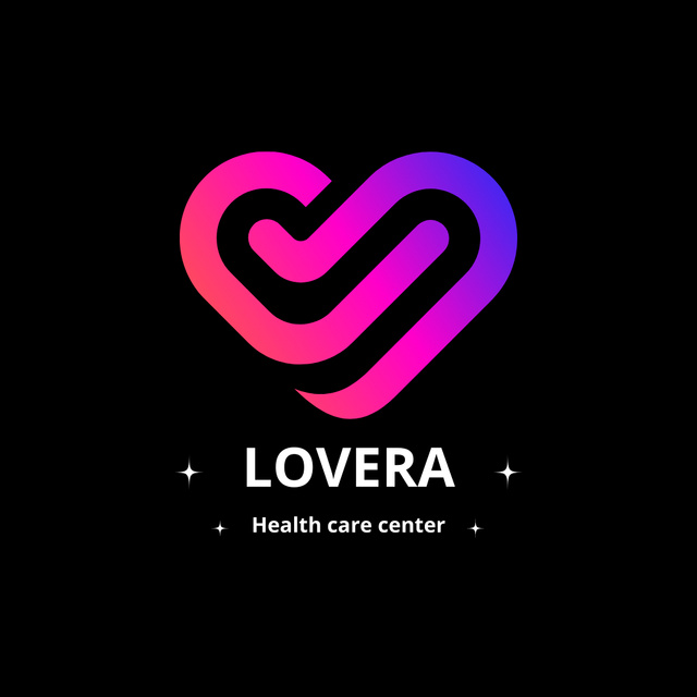 Health Care Center Advertisement with Heart Logo Design Template