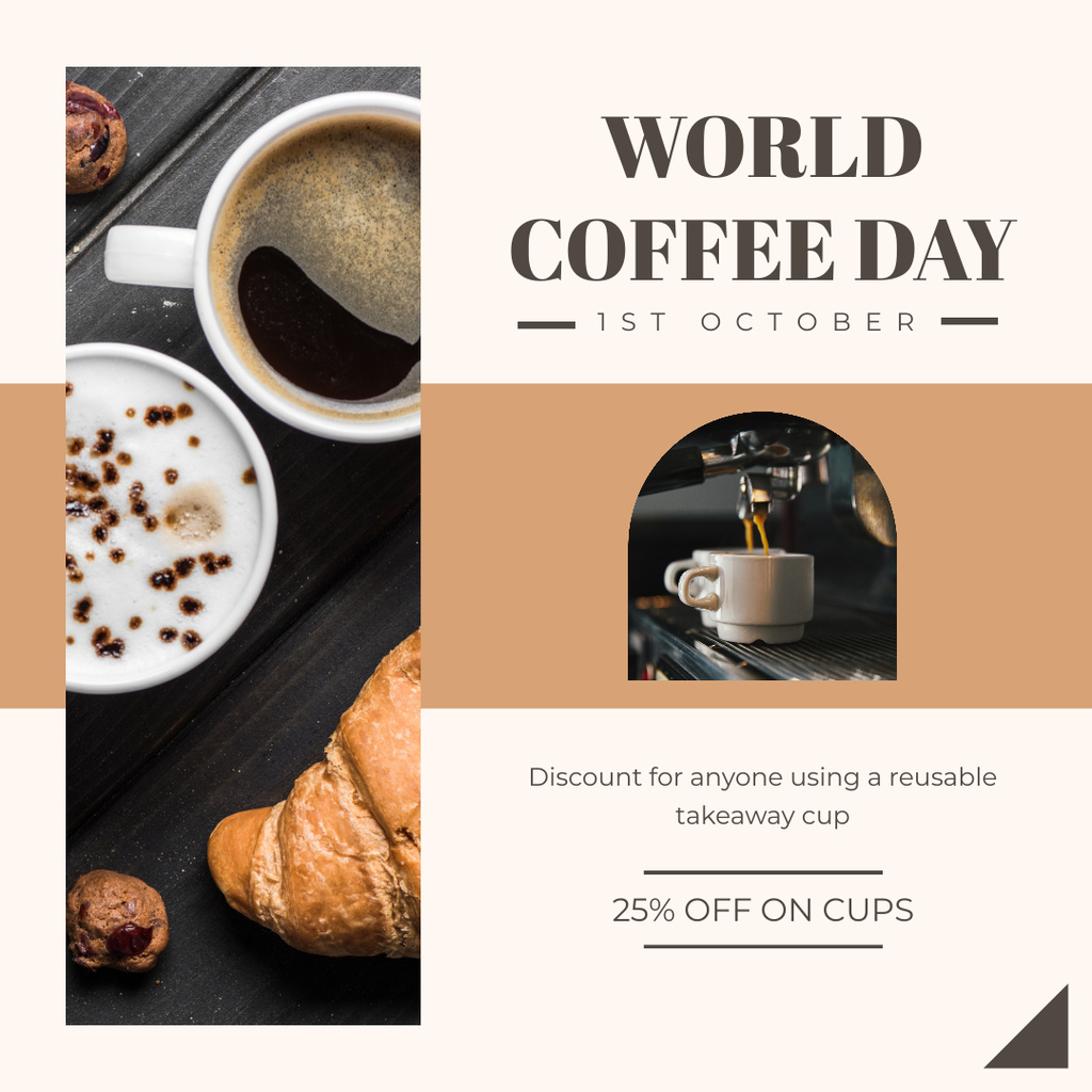 Сafe Discount Offer on Coffee Day Instagram Design Template