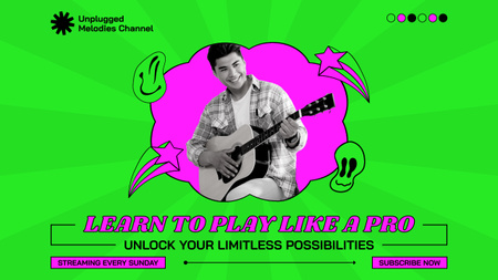 Courses on Learning to Play Guitar with Young Guitarist Youtube Design Template