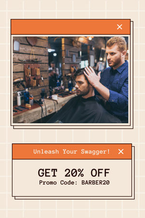 Template di design Promo di sconto con cliente in Barbershop Tumblr
