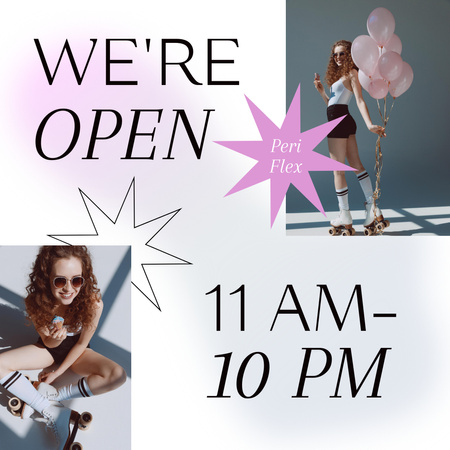 Anúncio de inauguração de loja com Cool Girl Instagram Modelo de Design