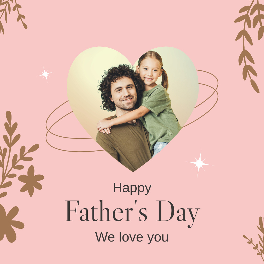 Father's Day Greeting with Cute Family Instagram Modelo de Design