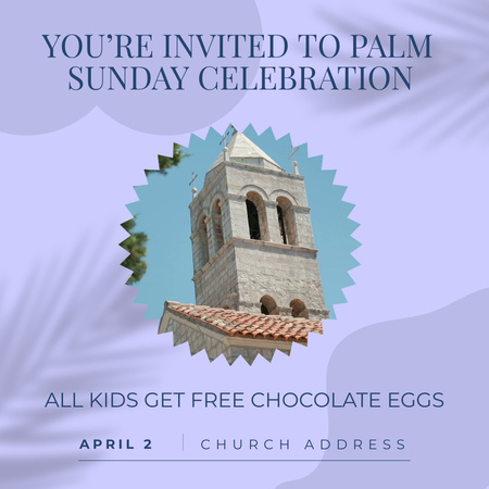 Celebração do Domingo de Ramos com presentes de chocolate para crianças Animated Post Modelo de Design