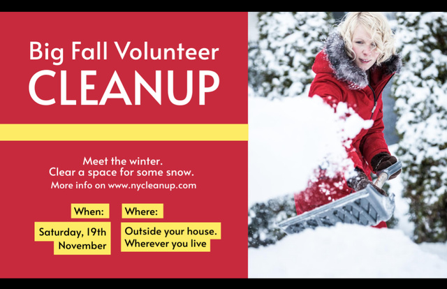 Winter Volunteer Cleanup Gathering Flyer 5.5x8.5in Horizontal Design Template