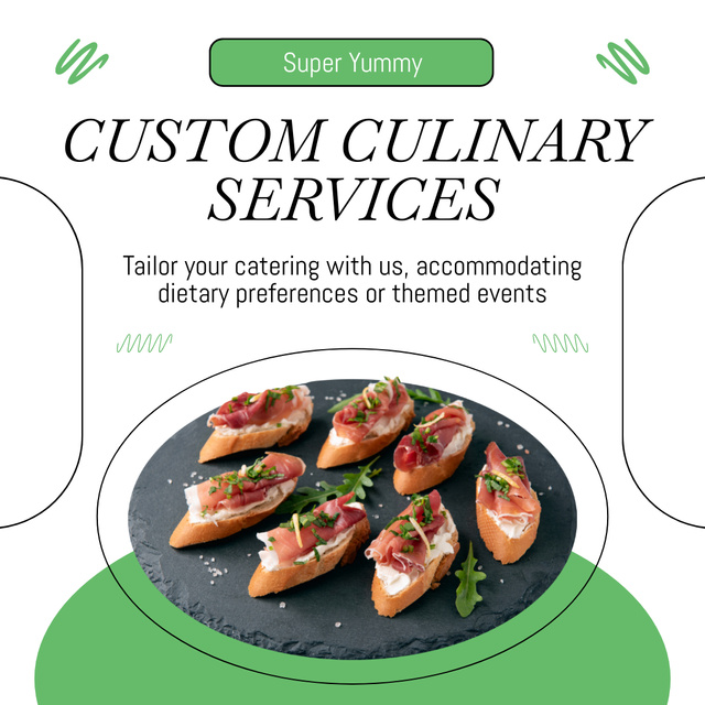Custom Catering Services Ad with Gourmet Canape Instagram ADデザインテンプレート