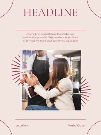 Hair Stylist Consulting Young Woman Poster US Design Template
