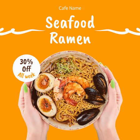 Offer Discount on Ramen with Seafood Instagram Design Template