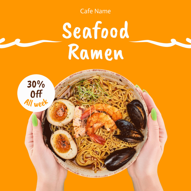 Offer Discount on Ramen with Seafood Instagram Tasarım Şablonu