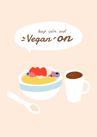 Platilla de diseño Vegan Dietary Practice With Served Meal And Beverage Postcard 5x7in Vertical