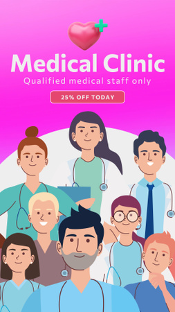 Platilla de diseño Medical Clinic Services With Qualified Staff And Discount Instagram Video Story