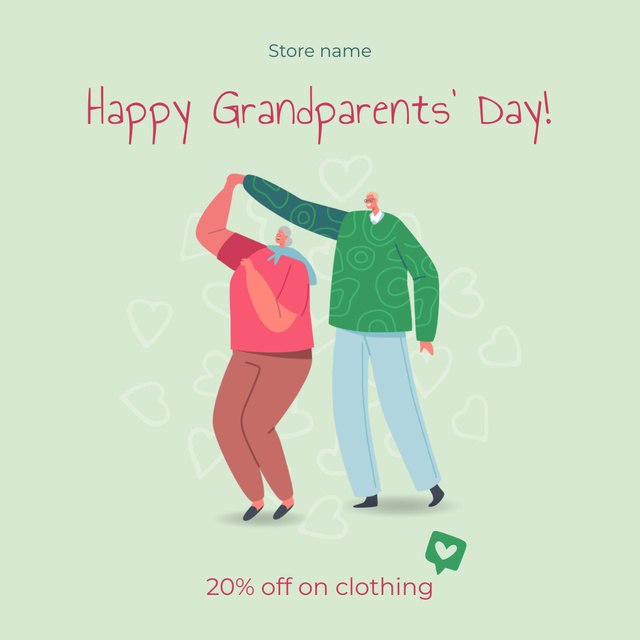 Ontwerpsjabloon van Instagram van Happy Grandparents' Day Clothing At Discounted Rates Offer In Green