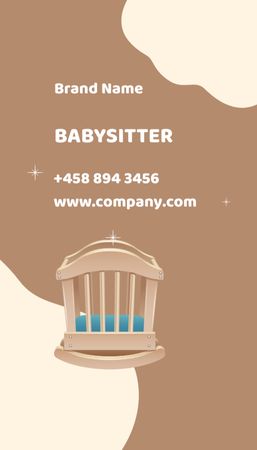 Designvorlage Anzeige für Babysitterdienste mit Babywiege für Business Card US Vertical