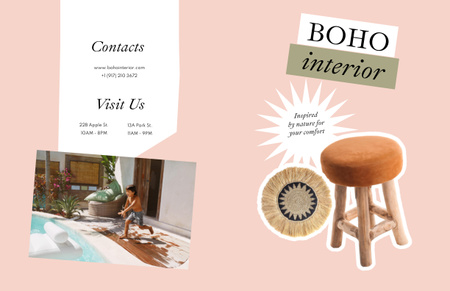 Designvorlage Home Interior in Boho Style für Brochure 11x17in Bi-fold