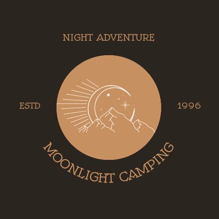 Camping Ads with Moonlight Illustration Logo tervezősablon