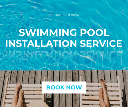 Swimming Pool Construction for Private and Resorts Facebook Design Template