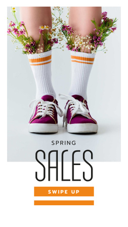 oferta de loja de moda com flores em gumshoes Instagram Story Modelo de Design