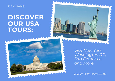 Travel Tour to USA Card Design Template