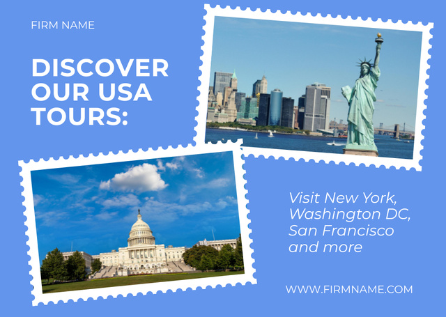 Travel Tour to USA Card – шаблон для дизайну