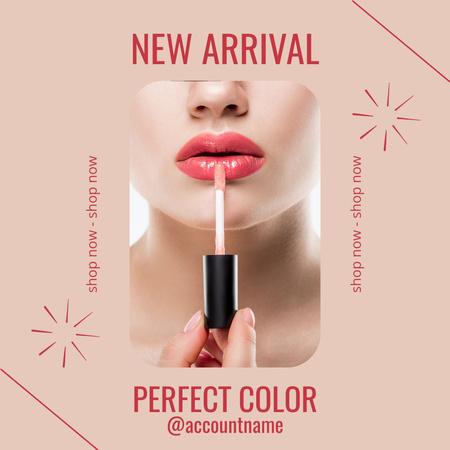 Ontwerpsjabloon van Instagram van Aankondiging van nieuwe decoratieve cosmeticasets met lipgloss