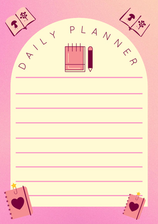 Study Daily Planner in Pink Schedule Planner Design Template