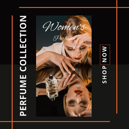 Fragrance Ad with Woman in Mirror Reflection Instagram Design Template