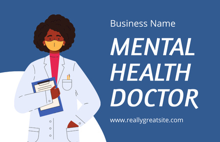 Mental Health Doctor's Blue Business Card 85x55mm Design Template