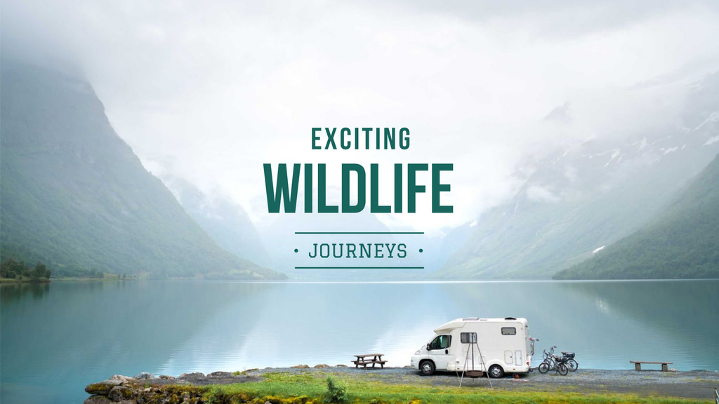 Wildlife journeys Ad with Scenic Landscape Presentation Wide tervezősablon