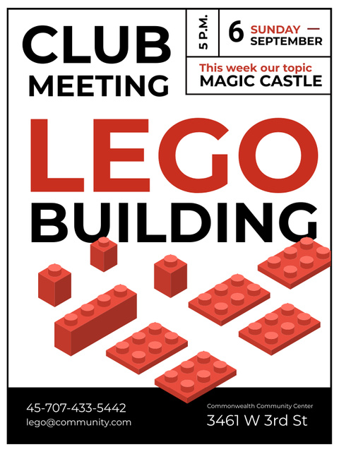 Lego Building Club Meeting Poster US tervezősablon