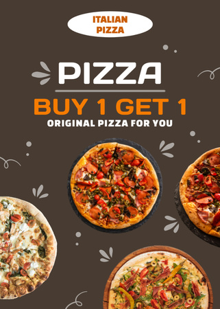 Orijinal Pizza için Promosyon Teklifi Flayer Tasarım Şablonu
