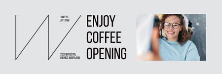 Coffeehouse Opening Announcement Email header Modelo de Design