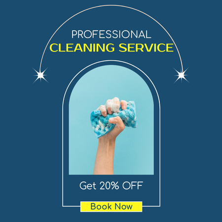 Female Hand Holding Washcloth on Blue Instagram AD Design Template