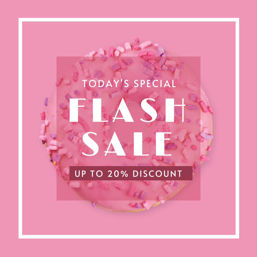 Flash Sale Announcement with Discount in Pink Instagram tervezősablon