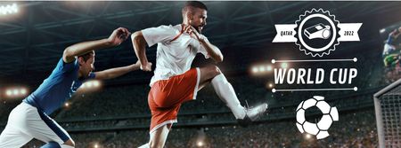 Plantilla de diseño de Football World Cup with players Facebook cover 