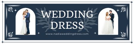 Ontwerpsjabloon van Email header van Trouwjurk verkoop aankondiging met bruid en bruidegom