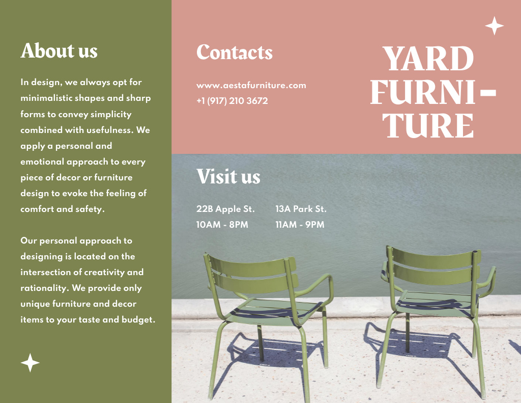 Modèle de visuel Cozy Yard Furniture - Brochure 8.5x11in