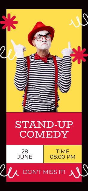 Ontwerpsjabloon van Snapchat Geofilter van Stand-up Comedy Event Announcement with Mime