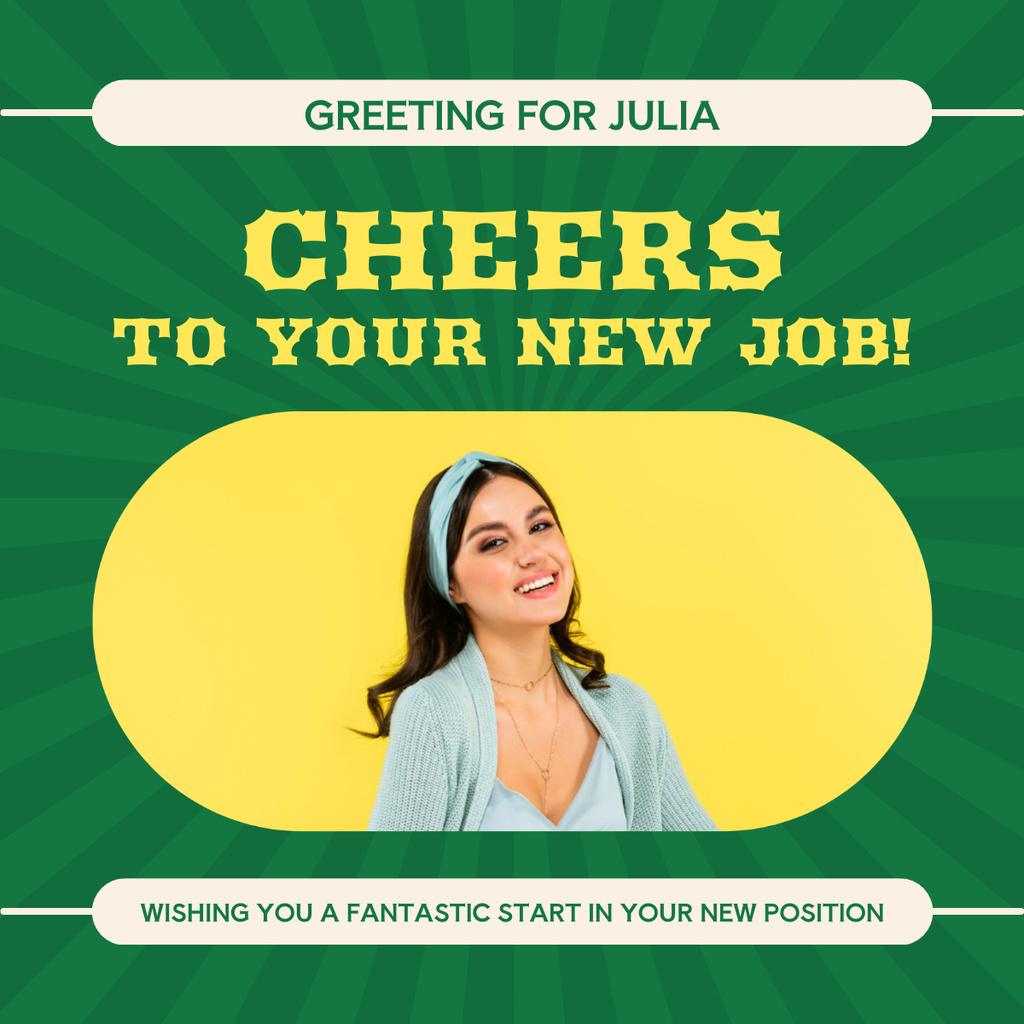 Plantilla de diseño de Cheers to New Job Position LinkedIn post 